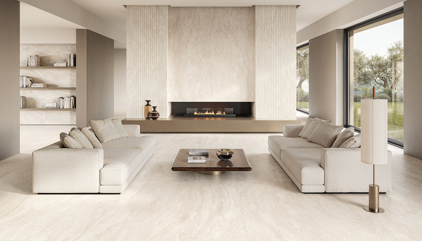 Ambiance carrelage Emil Dual Travertine Dualtravertine White 120x278 Roma Magna 120x278 Amb Living