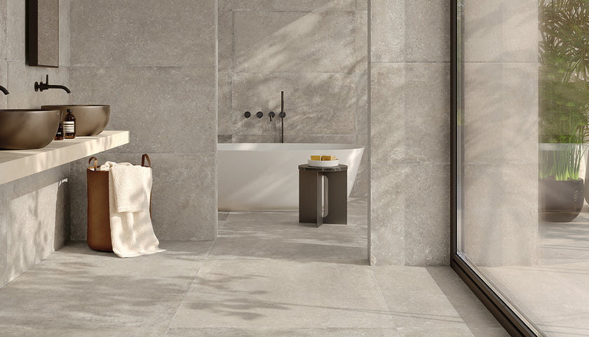 Ambiance carrelage Emil Ever-Stone Everstone Grey 100x10 60x120 Amb Bagno