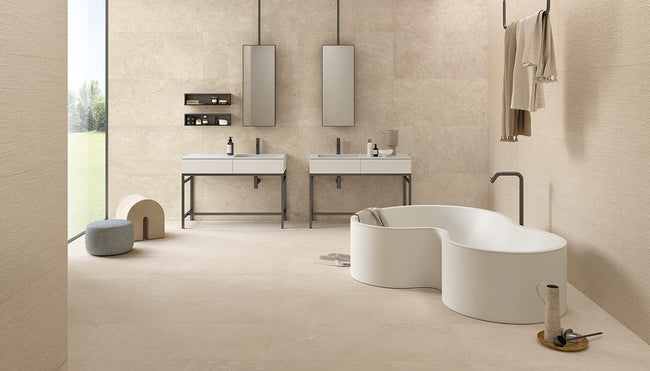 Ambiance carrelage Emil MaPierre Mapierre Beige ancienne noble ligne 60x120 Amb Bagno