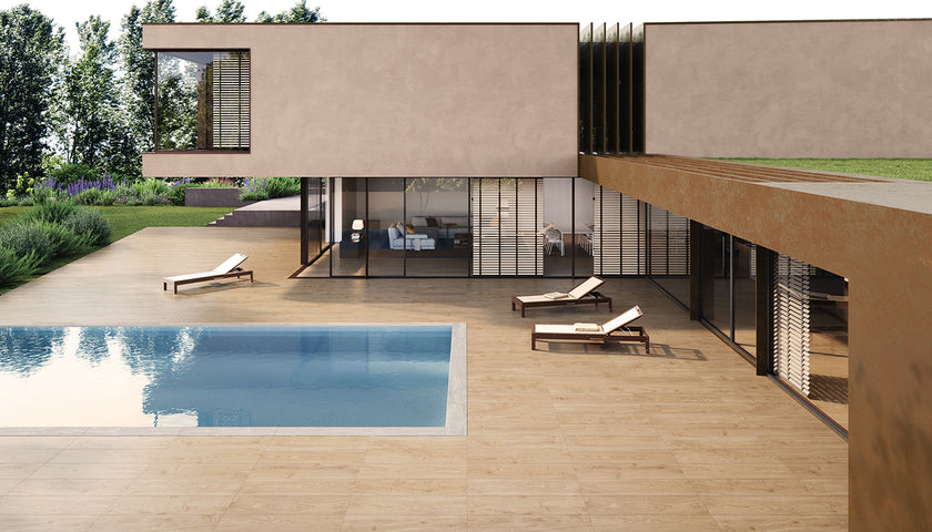 Ambiance carrelage Emil Mimesis Mimesis Miele 40x120 20mm Amb Piscina