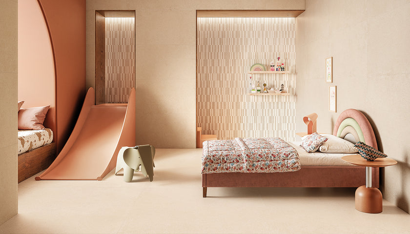 Ambiance carrelage Emil Pietra Essenza Pietra Essenza Rosa 120x120 60x120 Sabbia 60x120 Mosaico Multicolor Chiaro Amb Camera da letto