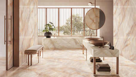 Ambiance carrelage Emil Tele di Marmo Crystal TDM Crystal Extra Pink, Ivory 120x278 Amb Bagno