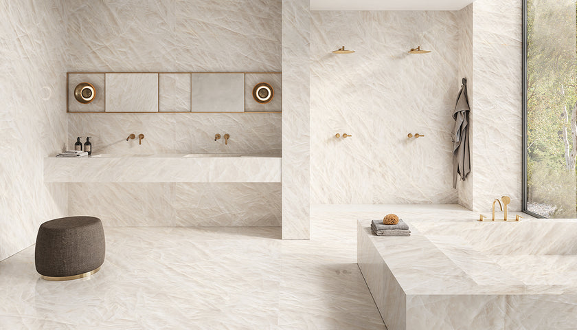 Ambiance carrelage Emil Tele di Marmo Crystal TDM Crystal Vitrum White 120x278 Amb Bagno