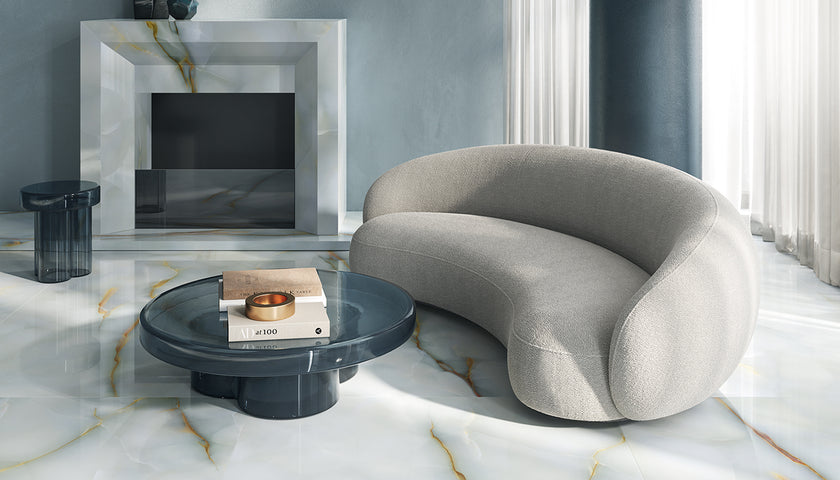 Ambiance carrelage Emil Tele di Marmo Pure Onyx TDM Pure Onyx Turchese 120x278 Lapp Amb Camino