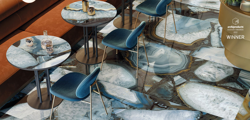 Ambiance carrelage Emil Tele di Marmo Precious TdmPrecious Azure Agate 128x278 Part Gineria
