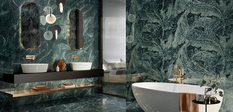 Ambiance carrelage Emil Tele di Marmo Revolution TDMR Verde 60x120 Acanto 60x120 Amb. Bagno