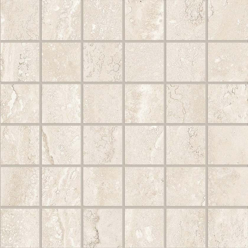 Photo du carreau carrelage Emil Dual Travertine Dual Travertine PORO CHIUSO WHITE MOSAICO 5X5 30x30 3