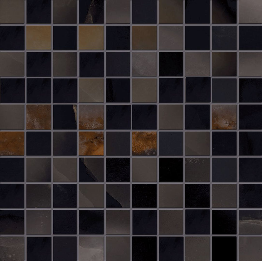 Photo du carreau carrelage Emil Tele di Marmo Onyx EKZ4 TM ONIX BLACK MOSAICO 3x3