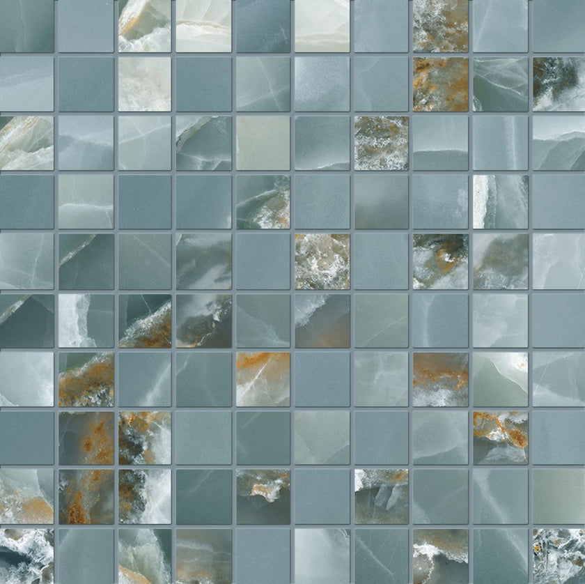 Photo du carreau carrelage Emil Tele di Marmo Onyx EKZ7 TM ONIX GREEN MOSAICO 3x3