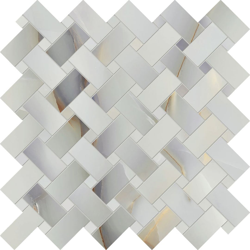 Photo du carreau carrelage Emil Tele di Marmo Pure Onyx EMR3 TdM Pure Onyx TURCHESE Mos Intrecci 30x30