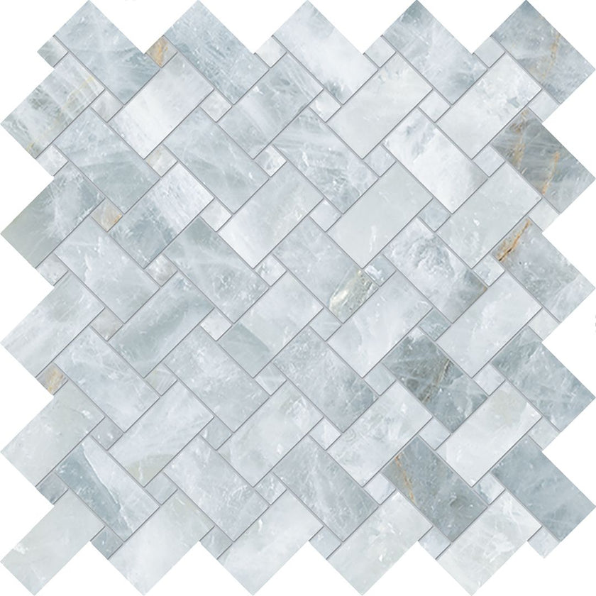 Photo du carreau carrelage Emil Tele di Marmo Precious TeM PRECIUS Mos Intrecci 30x30 CRYSTAL AZURE
