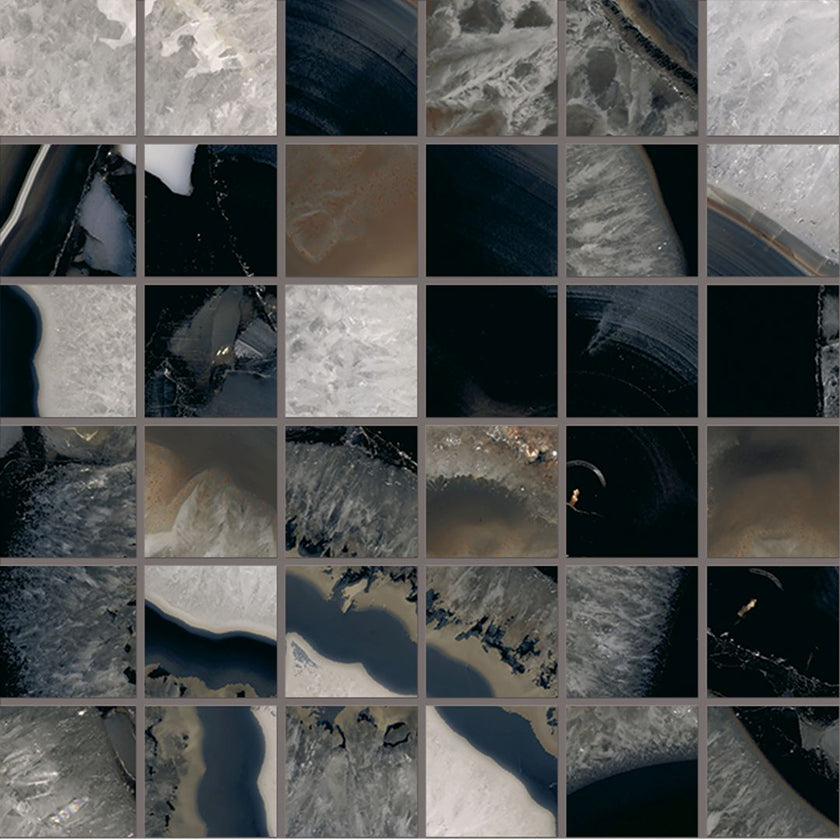 Photo du carreau carrelage Emil Tele di Marmo Precious TeM PRECIUS MOSAICO 5X5 30x30 AGATA BLACK