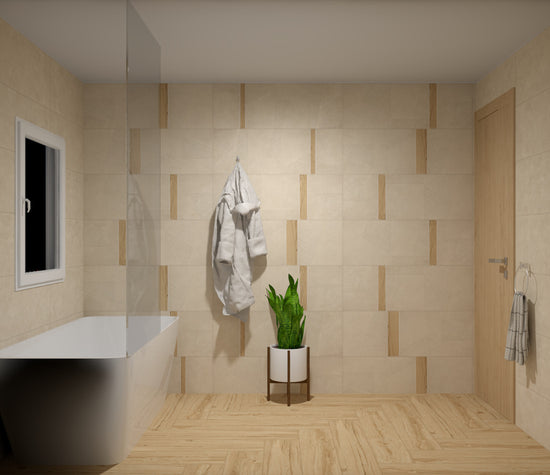 Carrelage aspect industriel Love Gravity Quantum Beige 35x100 cm