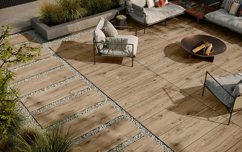 Dalle Margres Bare&Bold 40x120 en 20 mm sur terrasse