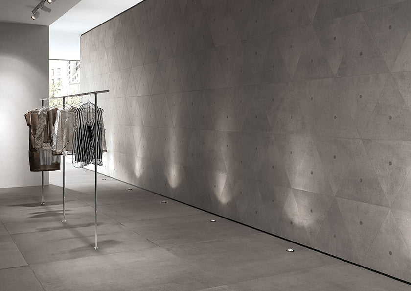 Fioranese Dot Grigio Scuro en situation — carrelage effet béton