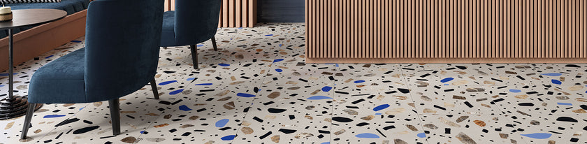 Fioranese Fio. Ghiaia Grigio en situation — carrelage effet terrazzo