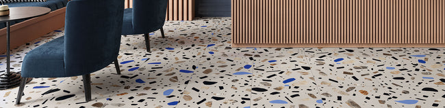 Fioranese Fio. Ghiaia Grigio en situation — carrelage effet terrazzo