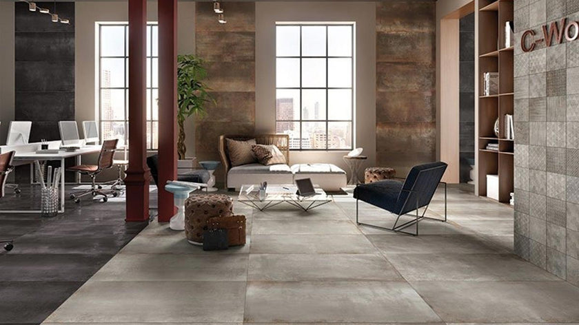POLIS It’s Different en situation — carrelage effet métal