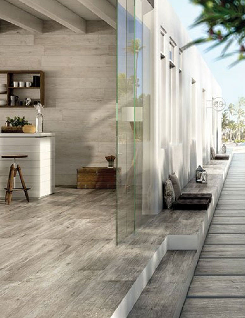 POLIS Slowood en situation — carrelage effet bois