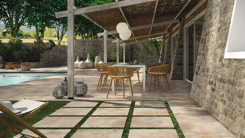 POLIS Upnuance en situation — carrelage effet terre cuite