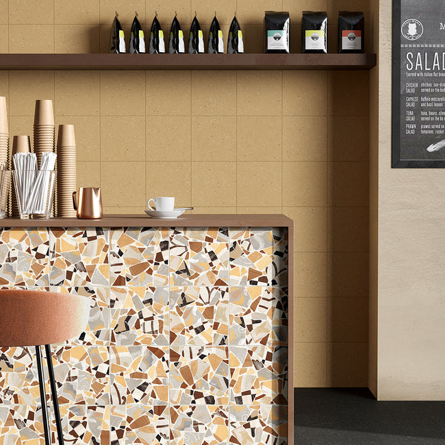 Fioranese Cementine Cocci Senape en situation — carrelage carreau de ciment