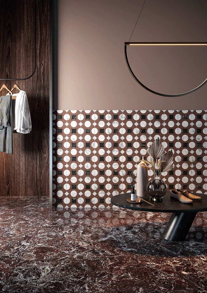 Fioranese Marmorea Intensa Dusty Mauve en situation — carrelage effet marbre