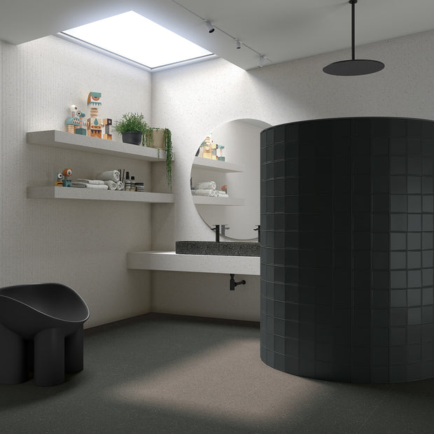 Ambiance carrelage VIVES Micra Grafito Deca Grafito Gluon Cuark Blanco