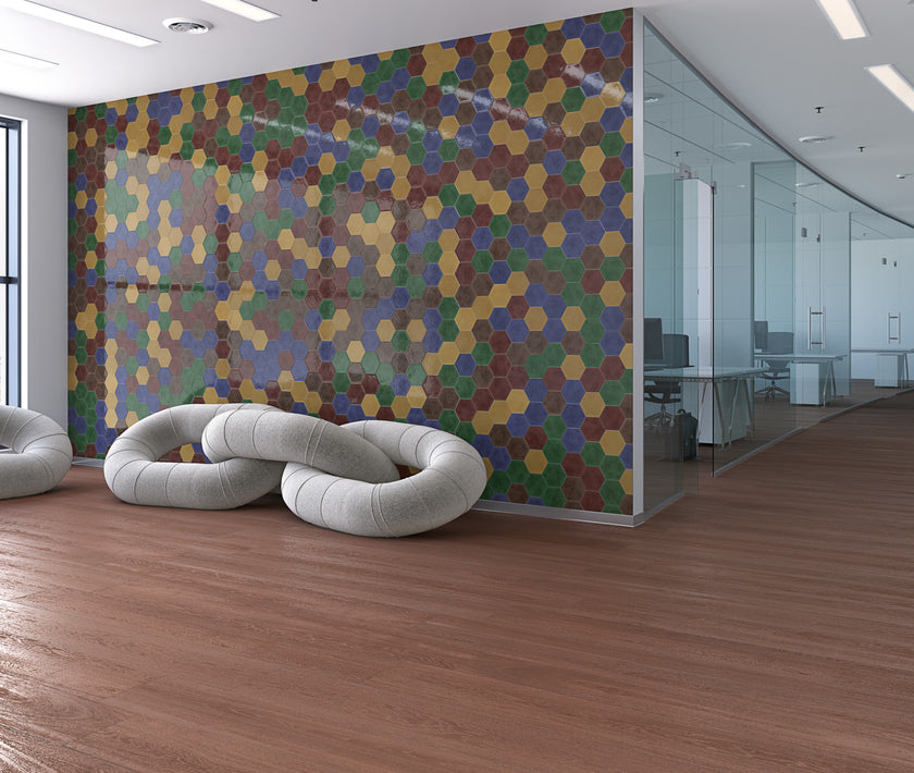 Ambiance carrelage VIVES ZERO Hex Figuli Lignum Bold