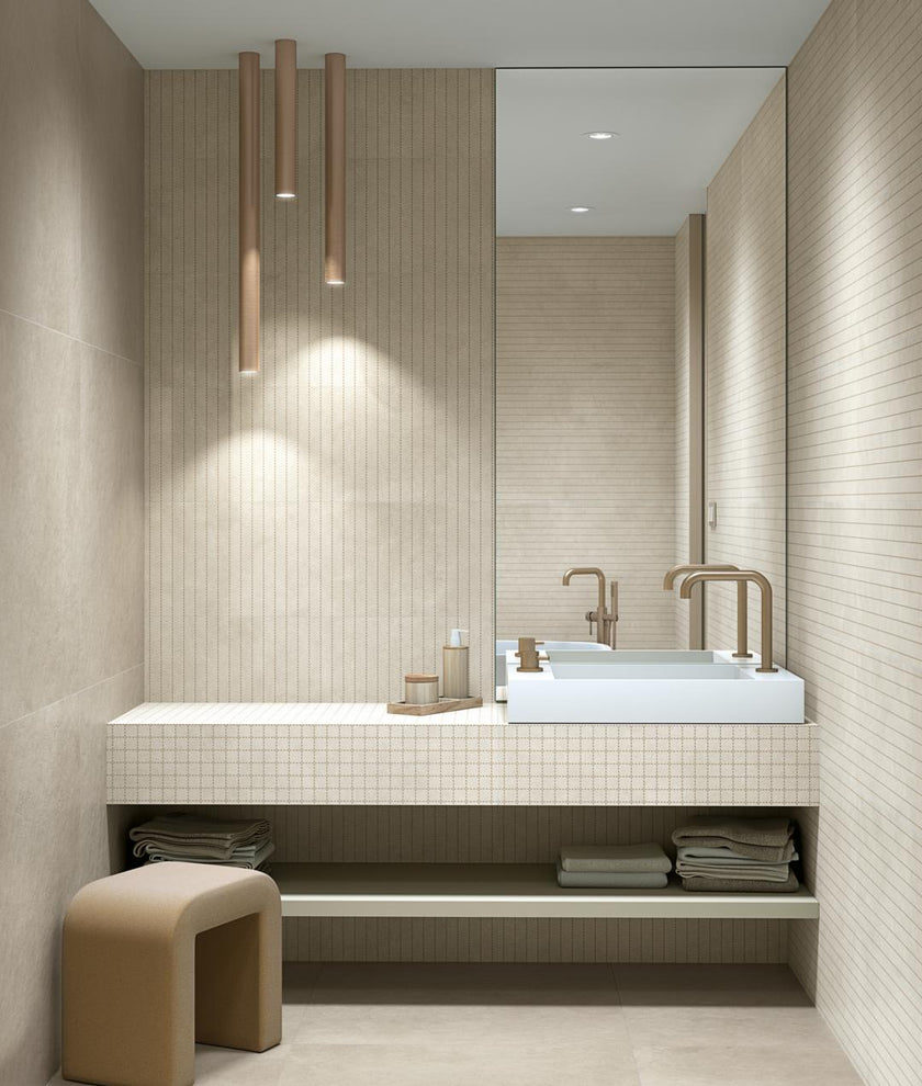 Ambiance carrelage VIVES Tandem Beige Stripes Lines Squares Arena
