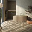 Ambiance carrelage VIVES Chevron Tiveden Natural Noce Caoba Uyuni Tandem Moka