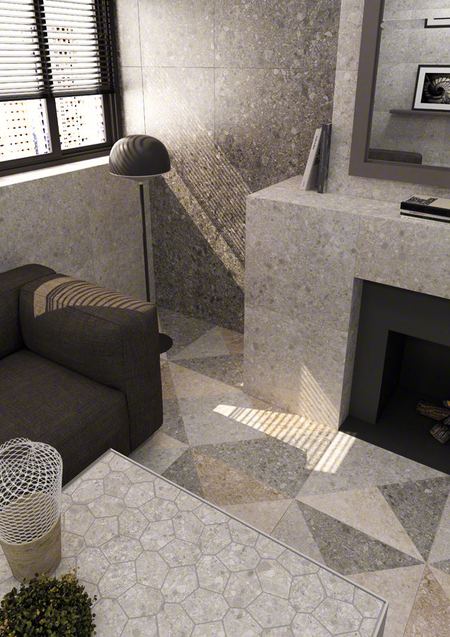 Ambiance carrelage VIVES Ceppo Di Gre Mosaico Aymaras Gris