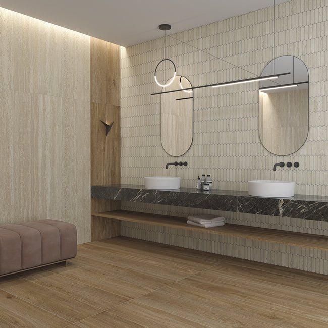 Ambiance carrelage VIVES Mosaico Defense Paris Natural Oslo Marron Wailea