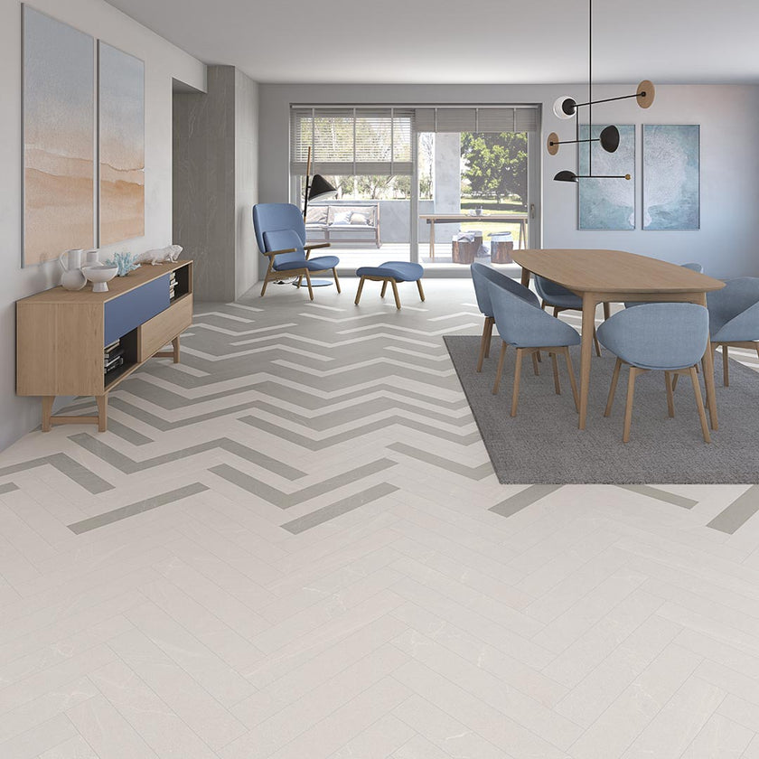 Ambiance carrelage VIVES Liston Seine Gris Liston Seine Blanco
